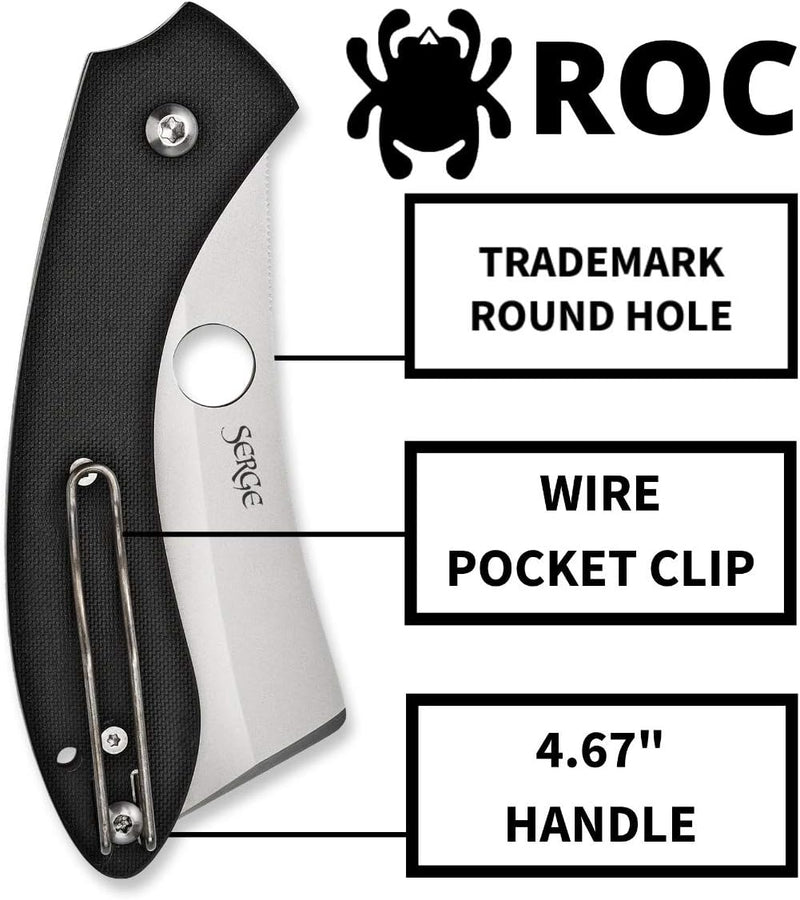 Spyderco ROC Clipit G-10 Black 3.1" Plain Edge Folding Pocket Knife (C177GP)