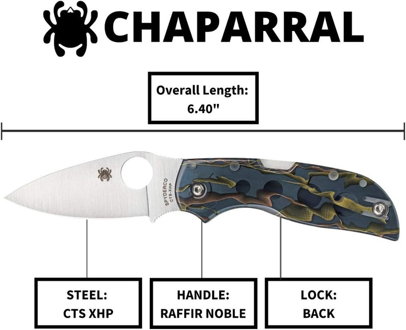 Spyderco Chaparral Raffir Noble 2.8" Plain Edge Folding Pocket Knife (C152RNP)