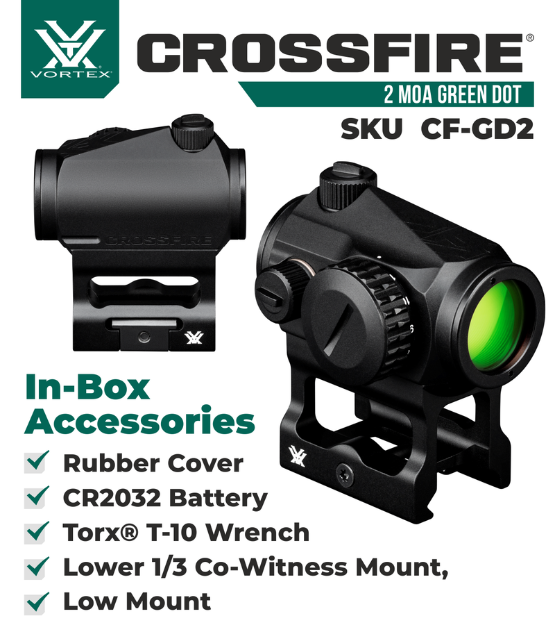 Vortex Optics Crossfire Green Dot 2 MOA (CF-GD2)