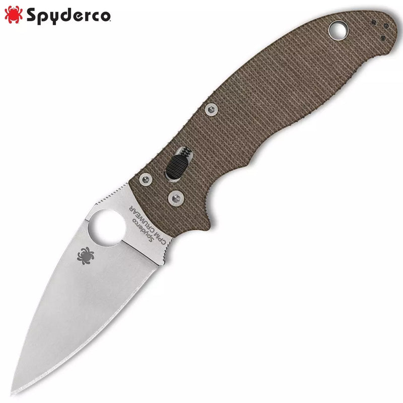 Spyderco Manix 2 Brown Canvas Micarta CPM CRU-WEAR 3.37" Folding Pocket Knife (C101MPCW2)