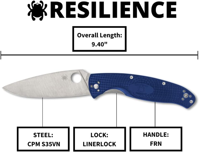 Spyderco Resilience Lightweight CPM S35VN Blue 4.25" Folding Pocket Knife (C142PBL)