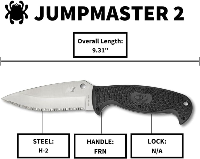 Spyderco Jumpmaster 2 FRN Black SpyderEdge 4.47" Fixed Blade Pocket Knife (FB24SBK2)