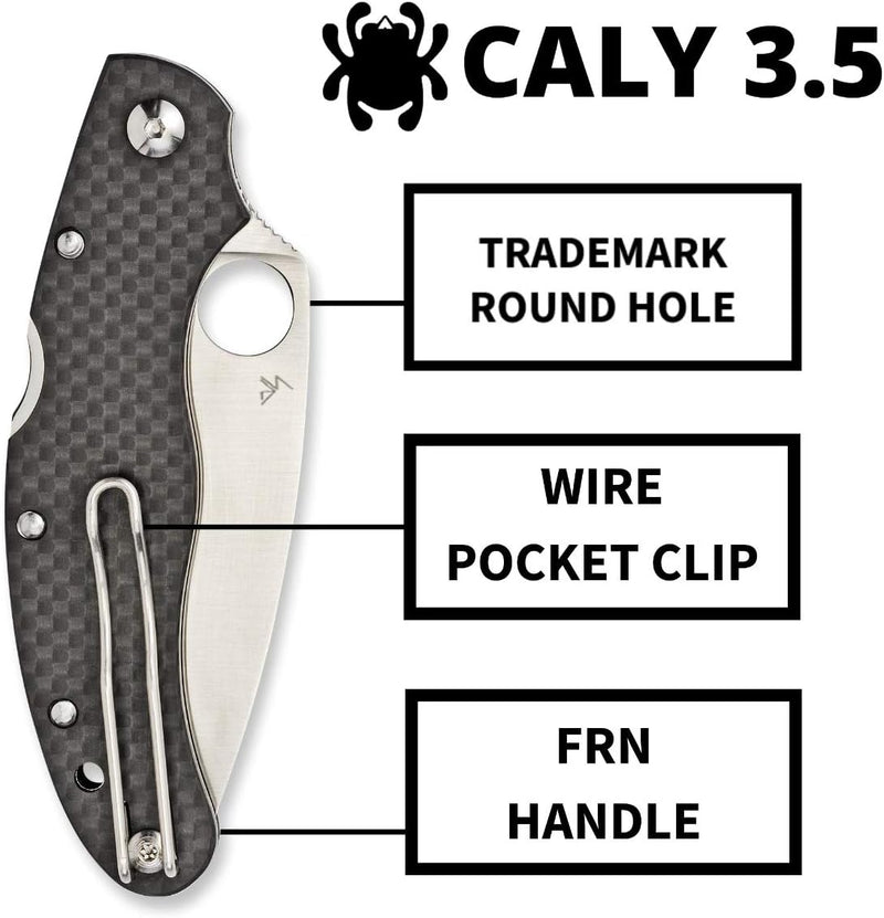 Spyderco Caly 3.5 Carbon Fiber ZDP-189 3.4" Plain Edge Folding Pocket Knife (C144CFPE)