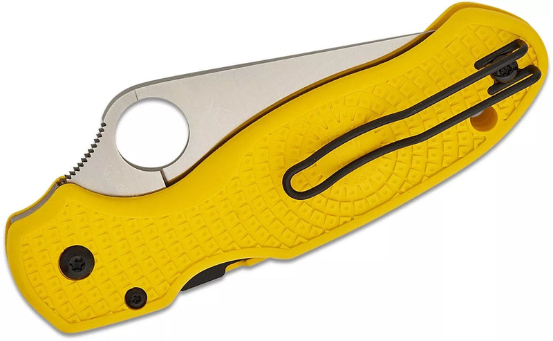 Spyderco Para 3 MagnaCut Salt 2.93" Plain Edge Lightweight Yellow Handle Folding Pocket Knife (C223PYL)