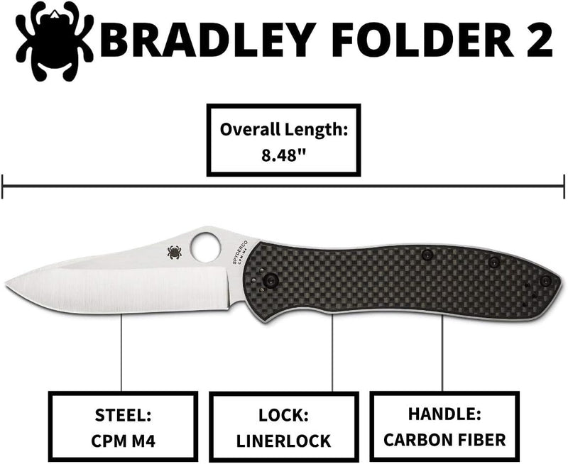 Spyderco Bradley Folder 2 Carbon Fiber 3.66" Folding Pocket Knife (C134CFP2)