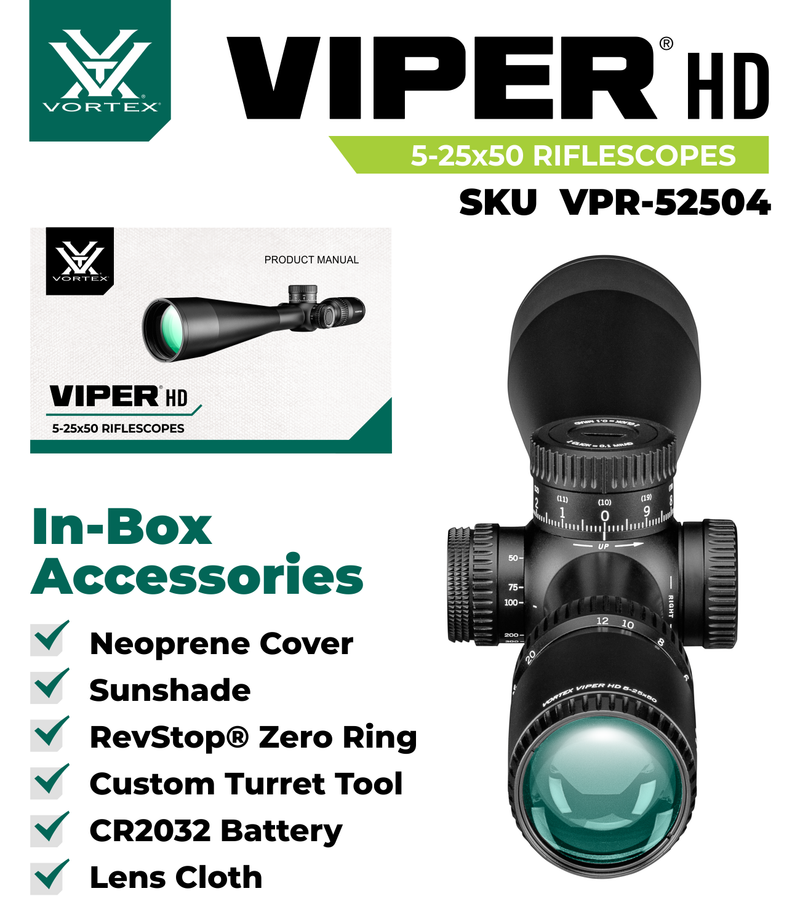 Vortex Optics Viper HD 5-25x50 SFP VMR-3 MRAD Riflescope (VPR-52504)