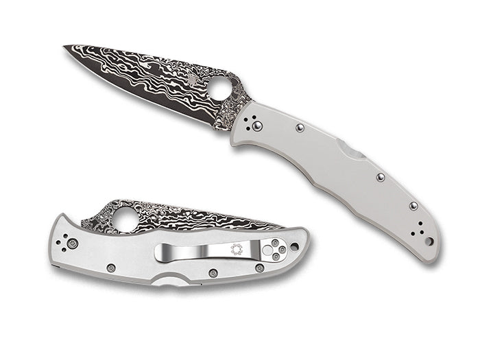 Spyderco Endura 4 Titanium Damascus 3.83" Plain Edge Folding Pocket Knife (C10TIPD)