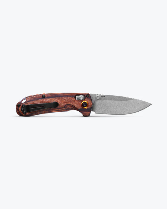 Benchmade North Fork Stablized Wood 2.97" Plain Edge Drop-Point Folding Pocket Knife (15032)