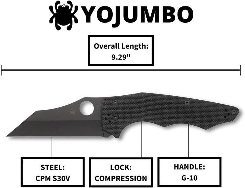 Spyderco Yojimbo Black Plain Edge 3.98" Folding Pocket Knife (C253GPBBK)