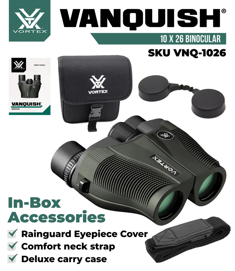 Vortex Optics Vanquish 10x26 Reverse Porro Prism Binocular (VNQ-1026)