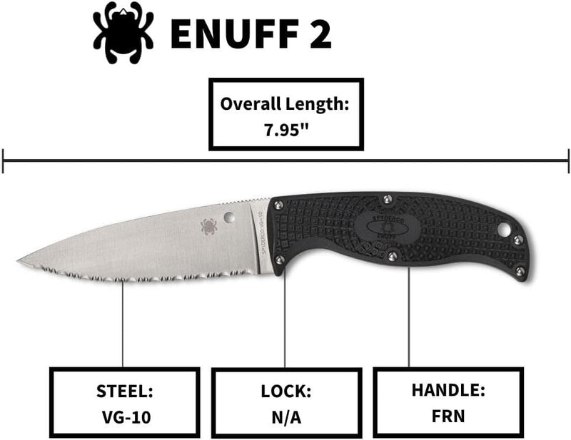 Spyderco Enuff 2 Fixed 3.95" Spyder Edge Blade Knife (FB31SBK2)