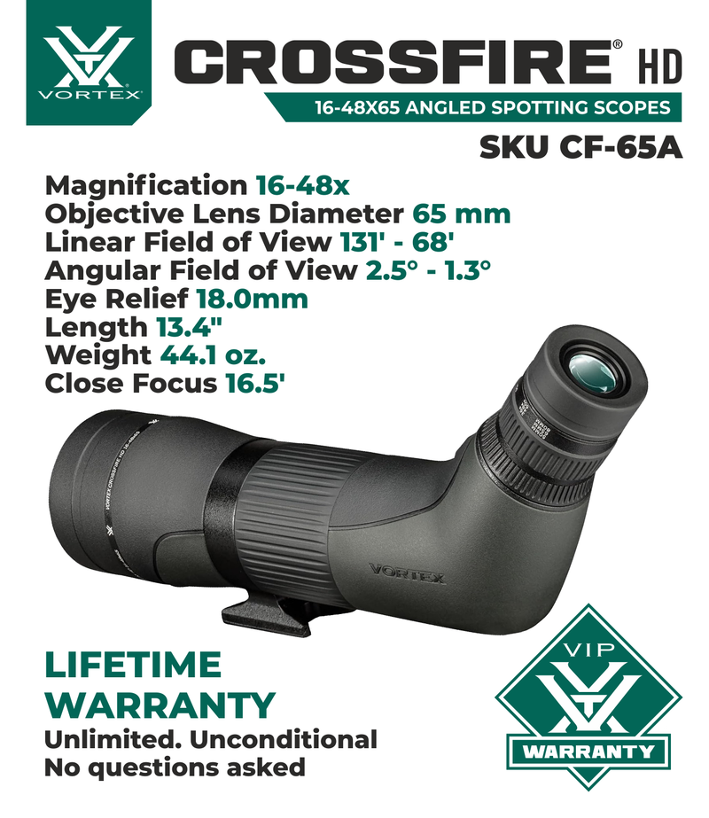 Vortex Optics Crossfire HD 16-48x65 Angled Spotting Scope (CF-65A)