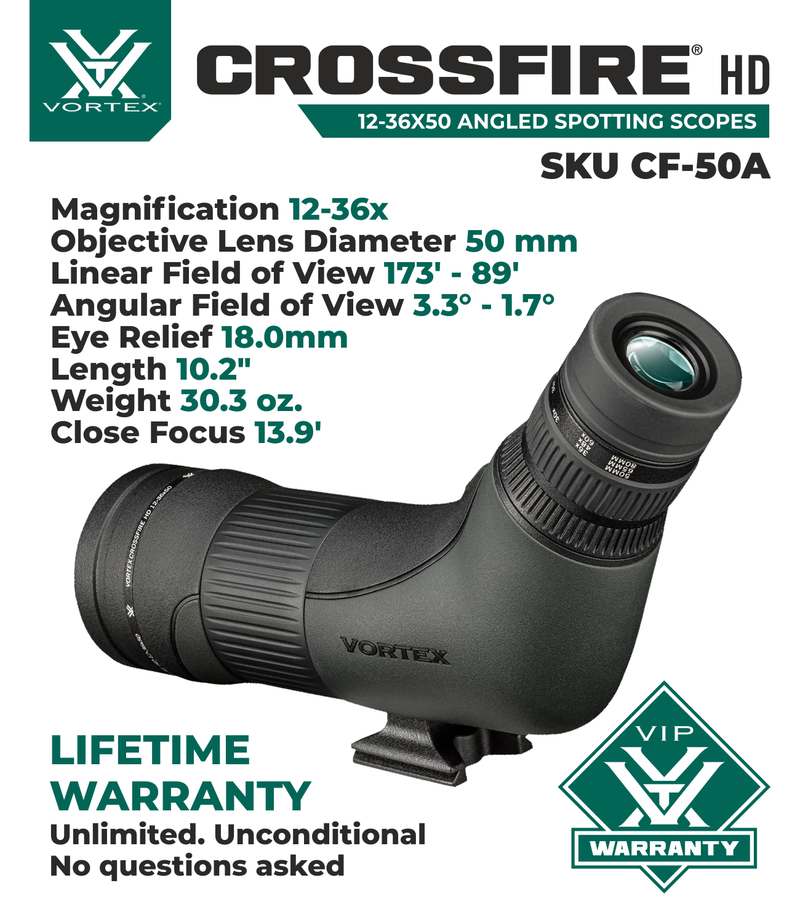 Vortex Optics Crossfire HD 12-36x50 Angled Spotting Scope (CF-50A)