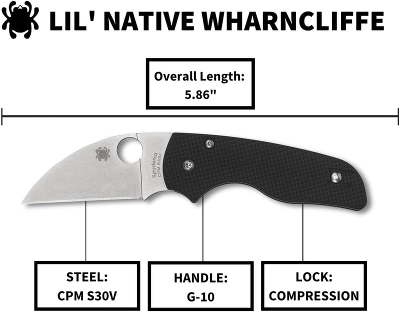 Spyderco Lil' Native G-10 Wharncliffe 2.47" Plain Edge Folding Pocket Knife (C230GPWC)