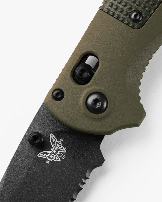 Benchmade Redoubt Ranger Green Forest Grivory 3.53" Serrated Edge Folding Pocket Knife (431SBK-1)