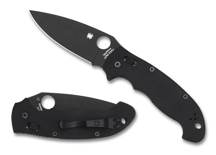 Spyderco Manix 2 XL Black G-10 Blade 3.85" Plain Edge Folding Pocket Knife (C95GPBBK2)