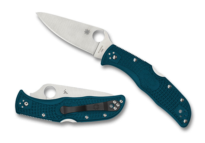 Spyderco Endela FRN K390 Dark Cyan Blue 3.41" Plain Edge Folding Pocket Knife (C243FPK390)