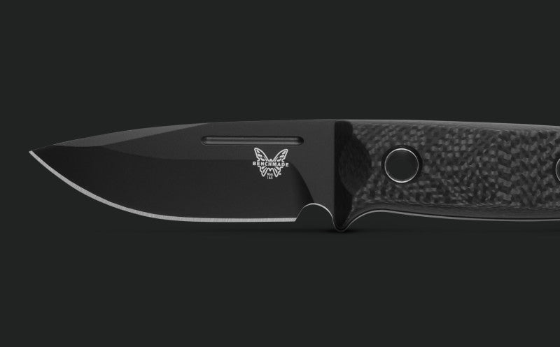 Benchmade 165BK Mini Bushcrafter Carbon Fiber Drop-point 3.38" Plain Fixed Blade Knife