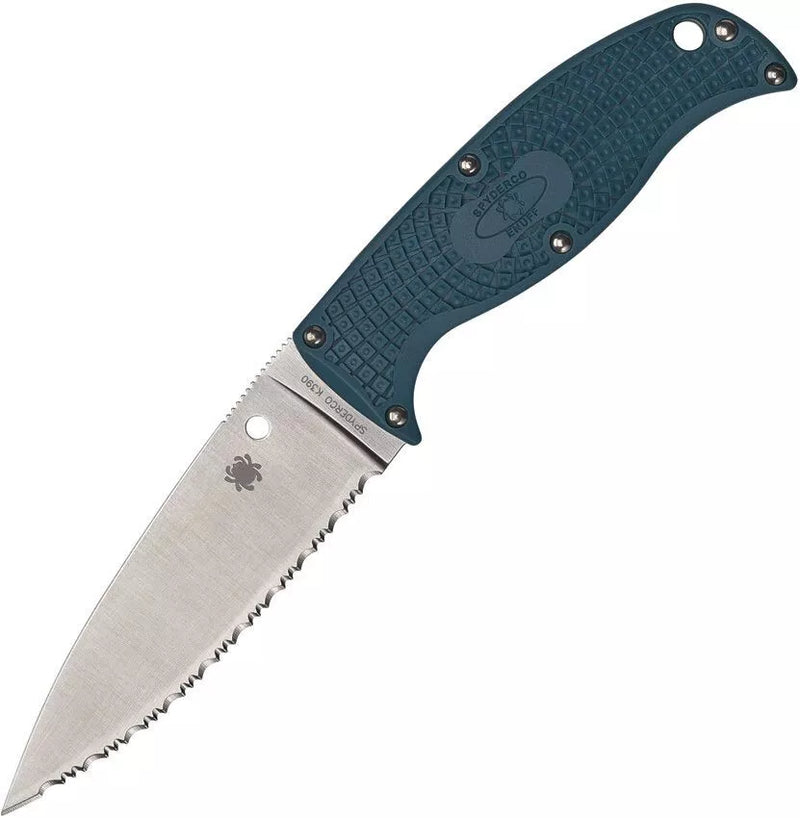 Spyderco Enuff 2 Fixed 3.95" Serrated Edge Blade Blue FRN Knife (FB31SBL2K390)