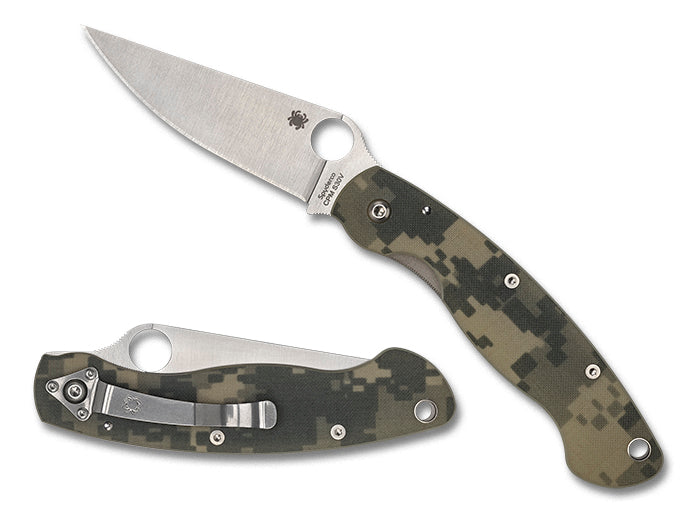 Spyderco MilitaryModel G-10 Camo 4" Plain Edge Folding Pocket Knife (C36GPCMO)