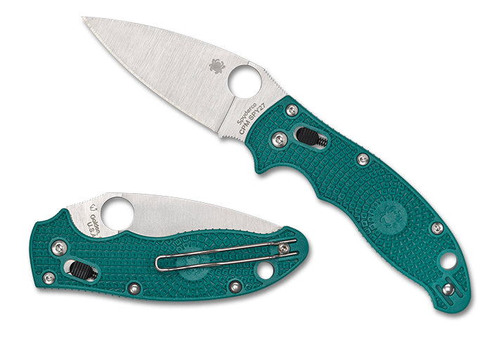 Spyderco Manix 2 Lightweight CPM SPY27 3.37" Mineral Blue Plain Edge Folding Pocket Knife (C101PCBL2)