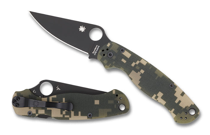 Spyderco ParaMilitary 2 G-1 3.45" Black Blade Plain Edge Folding Pocket Knife (C81GPCMOBK2)