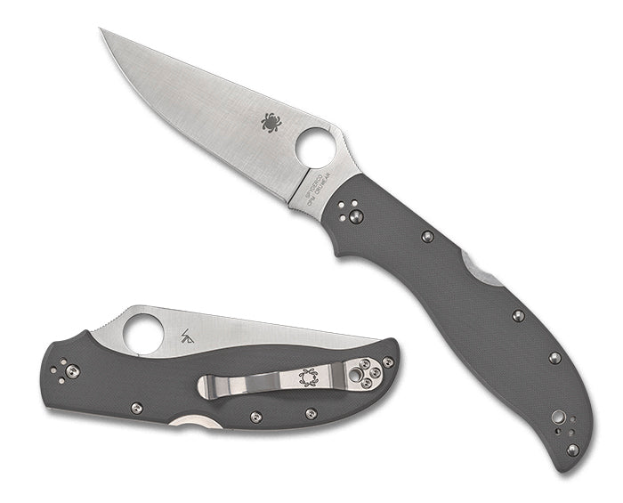 Spyderco Stretch 2 XL Gray G-10 CPM Cru-Wear 3.99" Plain Edge Folding Pocket Knife (C258GPGYCW)