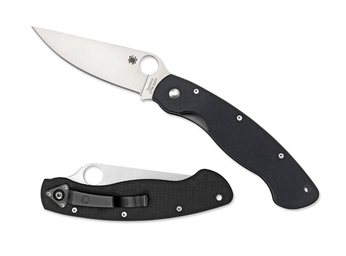 Spyderco MilitaryModel G-10 Black 4" Plain Edge Folding Pocket Knife (C36GPE)