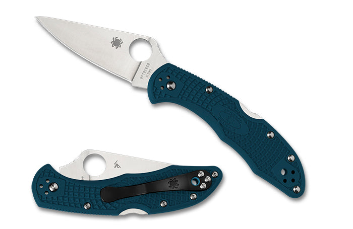 Spyderco Delica 4 Plain Edge 2.89" Dark Cyan Blue Folding Pocket Knife (C11FPK390)