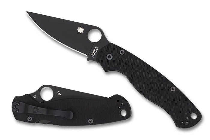 Spyderco Para Military 2 Black 3.45" Plain Edge Folding Pocket Knife (C81GPBK2)