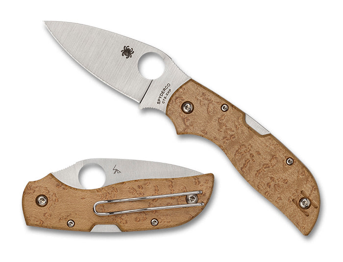 Spyderco Chaparral Birdseye Maple 2.8" Plain Edge Folding Pocket Knife (C152WDP)