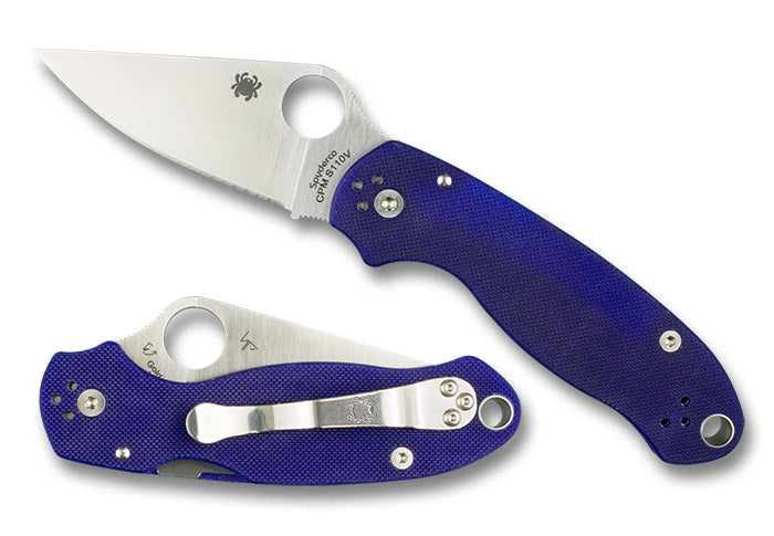 Spyderco Para 3 G-10 Dark Blue CPM S110V 2.93" Plain Edge Folding Pocket Knife (C223GPDBL)