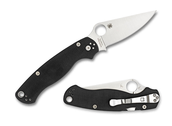 Spyderco ParaMilitary 2 Left Hand Black G-10 3.45" Plain Edge Folding Pocket Knife (C81GPLE2)