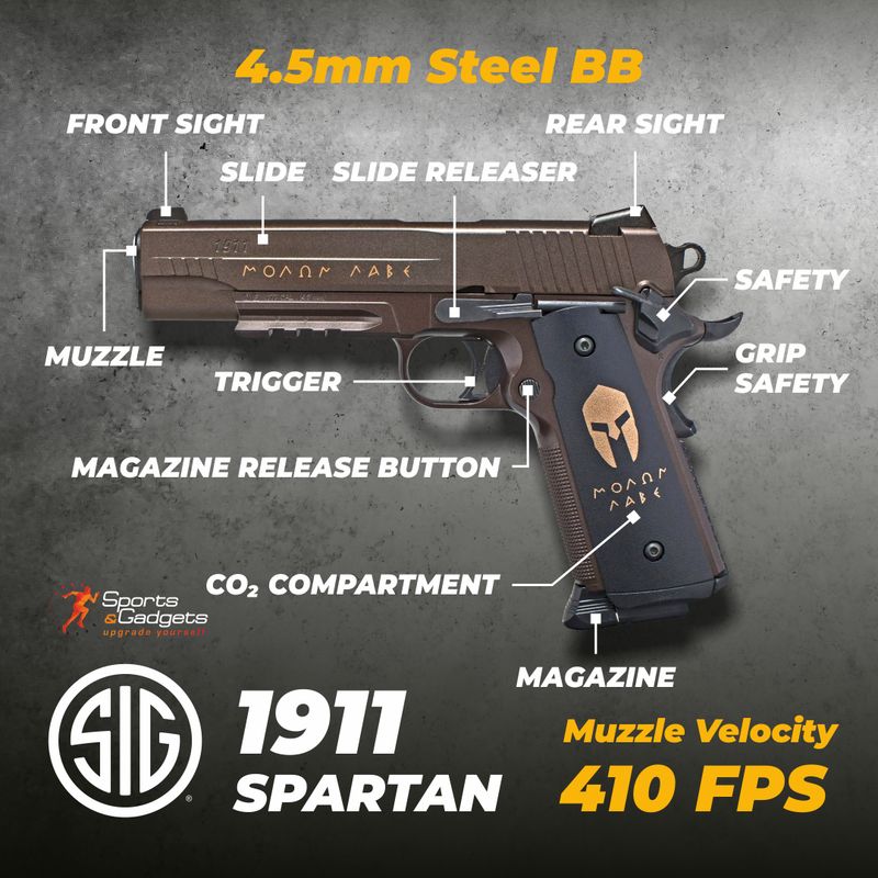 Sig Sauer 1911 Spartan Air Pistol .177 CAL CO2 Air Gun, AIR-1911BB-SPARTAN