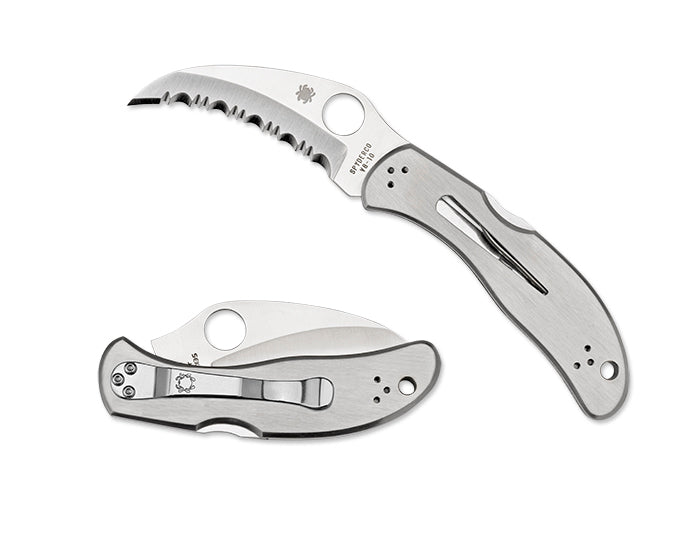 Spyderco Harpy Clipit Stainless 2.75" Serrated Edge Folding Pocket Knife (C08S)