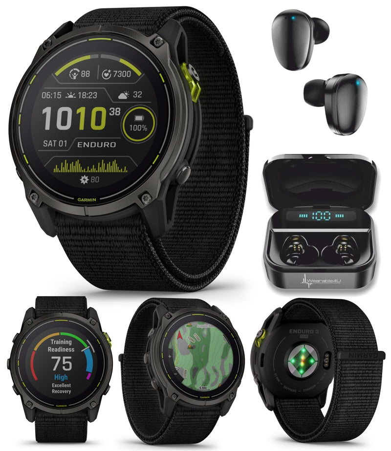 Garmin Enduro 3 - 51 mm, Solar, Sapphire, Ultraperformance GPS Smartwatch, Carbon Gray DLC Titanium with Black UltraFit Nylon Strap Bundle (010-02751-00)