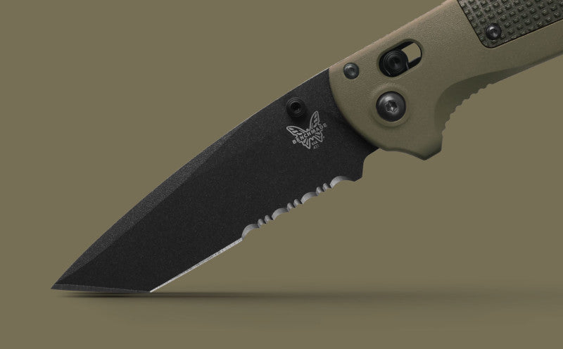 Benchmade Redoubt Ranger Green Forest Grivory 3.53" Serrated Edge Folding Pocket Knife (431SBK-1)