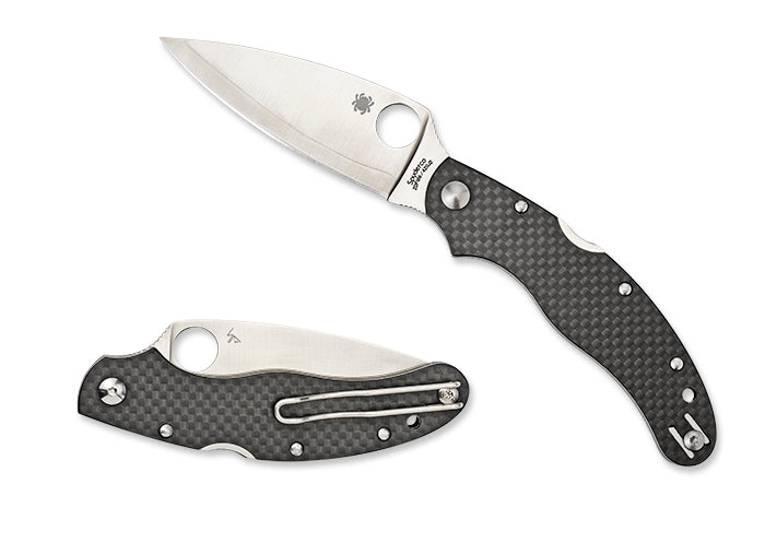 Spyderco Caly 3.5 Carbon Fiber ZDP-189 3.4" Plain Edge Folding Pocket Knife (C144CFPE)