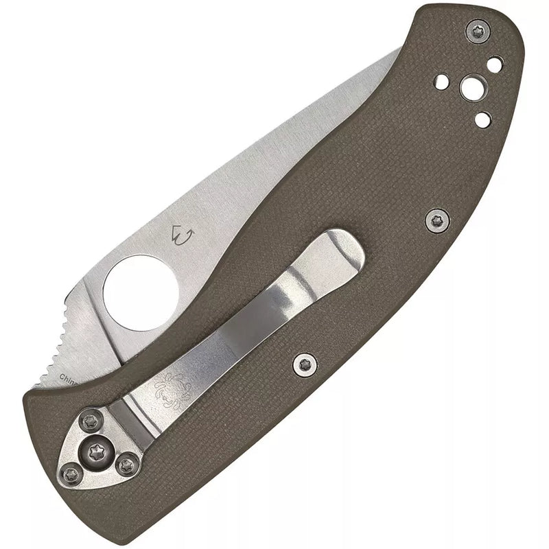 Spyderco Tenacious Brown 3.35" Partially Serrated G-10 CPM M4 Folding Pocket Knife (C122GBNM4PS)