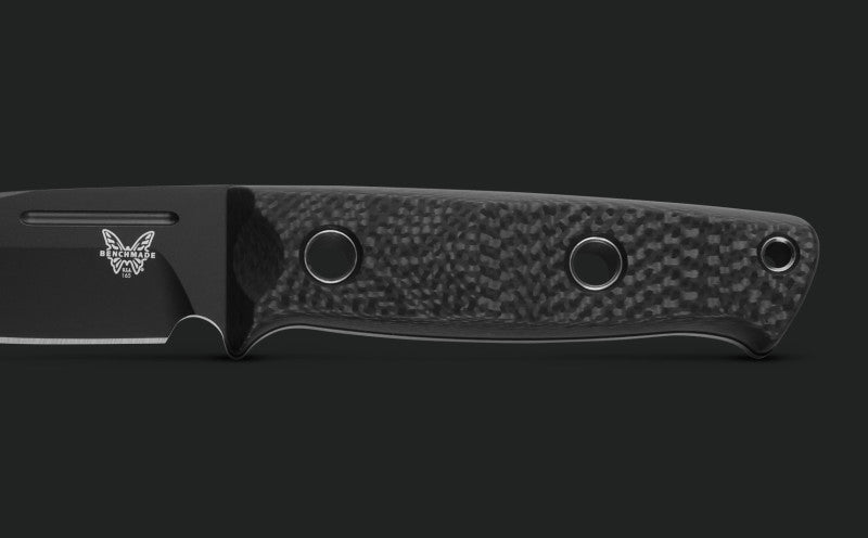 Benchmade 165BK Mini Bushcrafter Carbon Fiber Drop-point 3.38" Plain Fixed Blade Knife