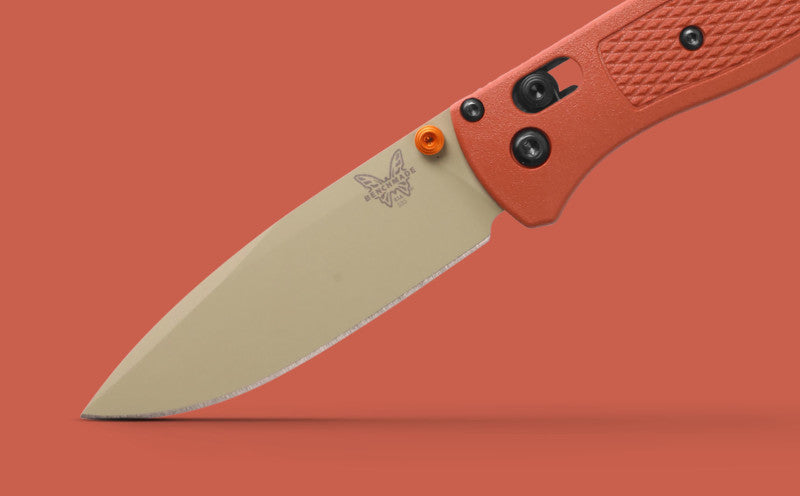 Benchmade Bugout Rust Orange Grivory 3.235" Plain Edge Folding Pocket Knife (535TN-10)