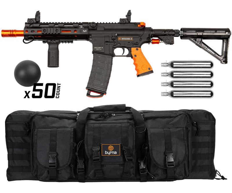 Byrna Mission-4 Launcher Kit, Less-Lethal, .68 Caliber, CO2 88g, Paintball AirRifle with Soft Bag (Self-Defense | Home-Defense))