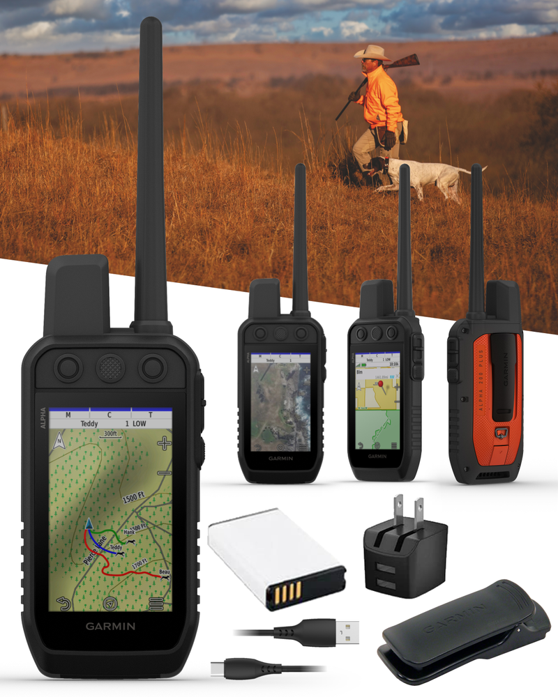 Garmin Alpha 200 Plus Dog Tracking & Training Handheld GPS, 3.5” Touchscreen, Track & Train Up to 20 Dogs from 9 Miles, Preloaded TopoActive Maps, 18 Training Levels with Wearable4U Power Bank Bundle  (010-04014-00)