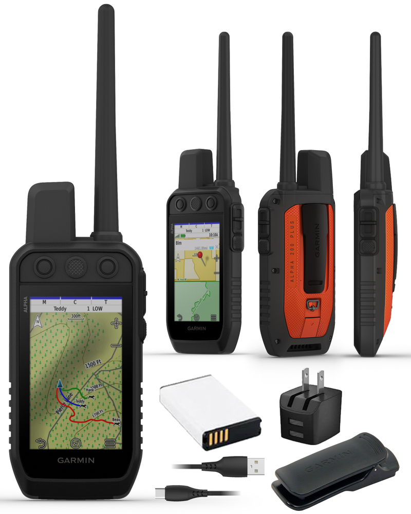 Garmin Alpha 200 Plus Dog Tracking & Training Handheld GPS, 3.5” Touchscreen, Track & Train Up to 20 Dogs from 9 Miles, Preloaded TopoActive Maps, 18 Training Levels with Wearable4U Power Bank Bundle  (010-04014-00)