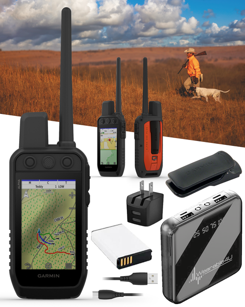 Garmin Alpha 200 Plus Dog Tracking & Training Handheld GPS, 3.5” Touchscreen, Track & Train Up to 20 Dogs from 9 Miles, Preloaded TopoActive Maps, 18 Training Levels with Wearable4U Power Bank Bundle  (010-04014-00)