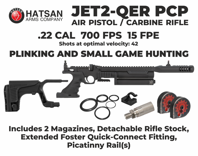 Hatsan Jet II Regulated QE .22 Cal PCP Side-Lever Air Rifle JET2-QER w/ Pellets Wearable4U Bundle (HG 2JET-RQE22)