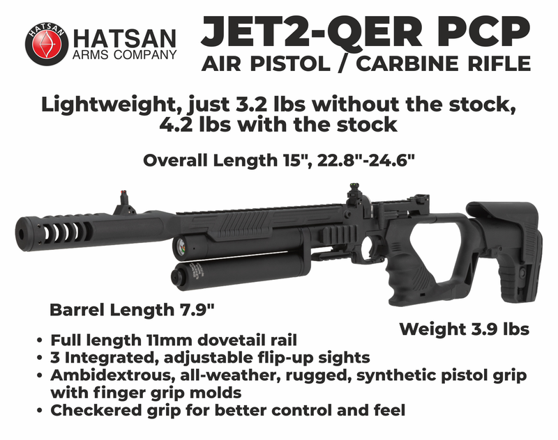 Hatsan Jet II Regulated QE .22 Cal PCP Side-Lever Air Rifle JET2-QER w/ Pellets Wearable4U Bundle (HG 2JET-RQE22)