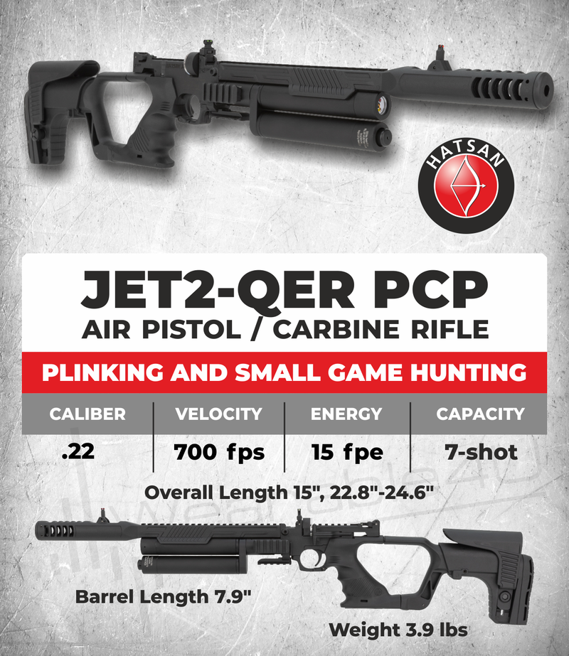 Hatsan Jet II Regulated QE .22 Cal PCP Side-Lever Air Rifle JET2-QER