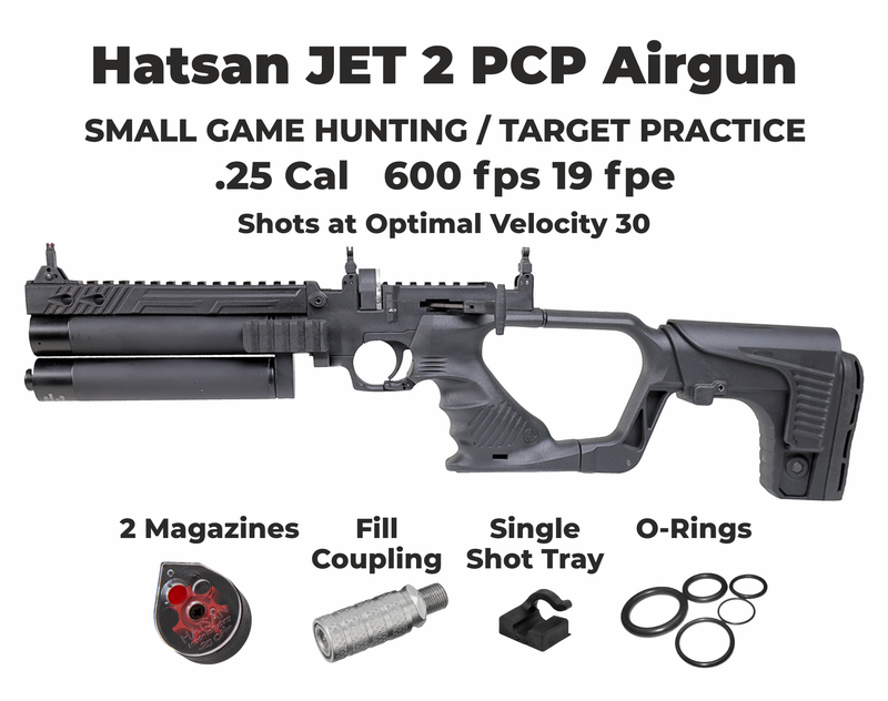 HATSAN Jet 1 / Jet 2 PCP AirGun, Air Pistol Converts to Pellet Air Rifle, Black (up to 788 fps, up to 16.5 fpe)