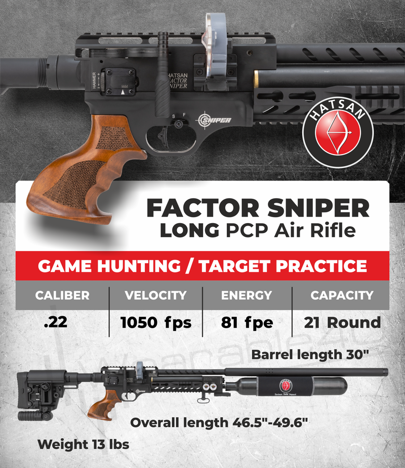 Hatsan Factor Sniper Long .22 Caliber PCP Side-Lever Air Rifle (HGFactorSniper-L22)